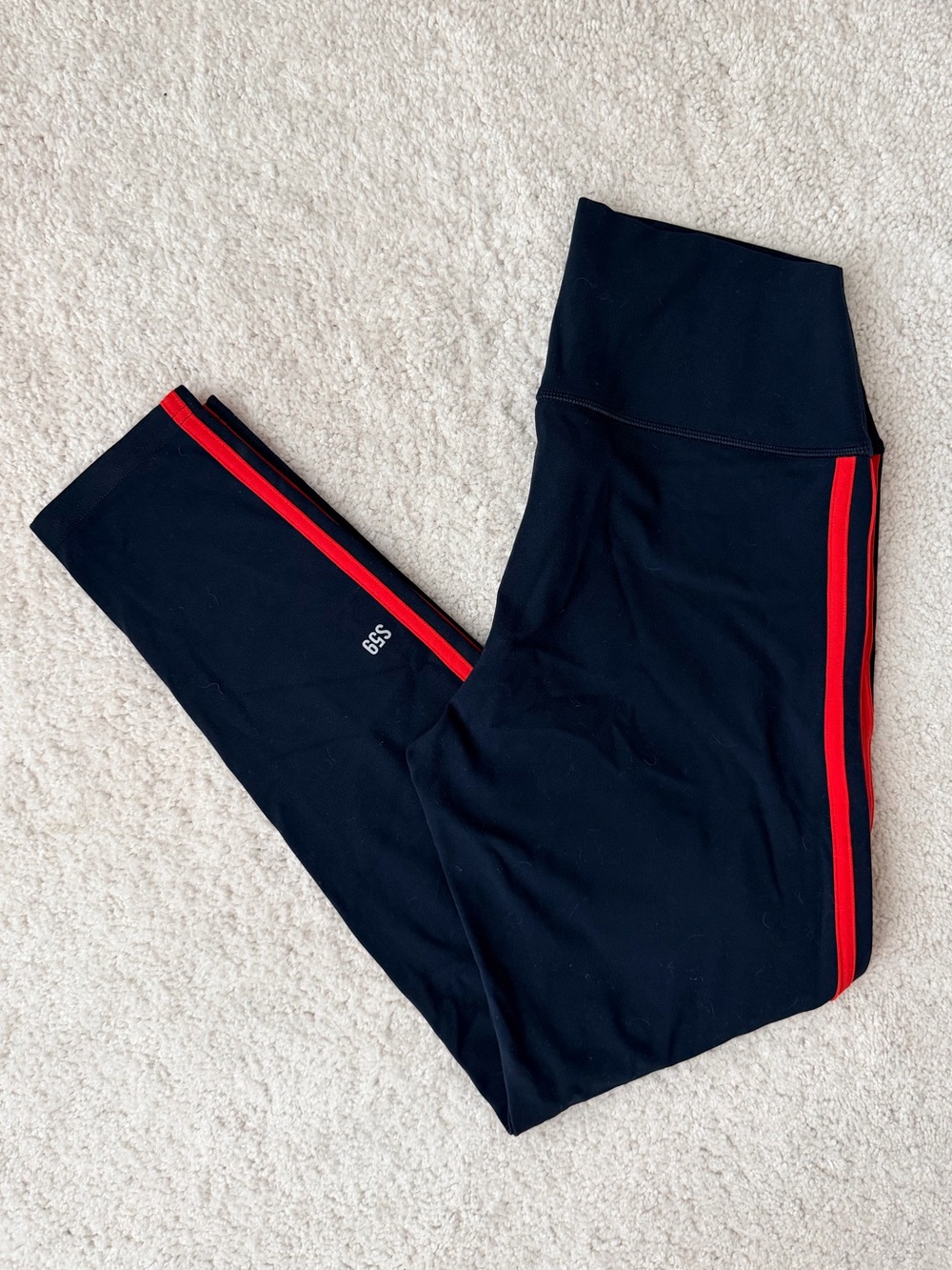 Splits59 Black Kids Leggings with Red Side Stripes